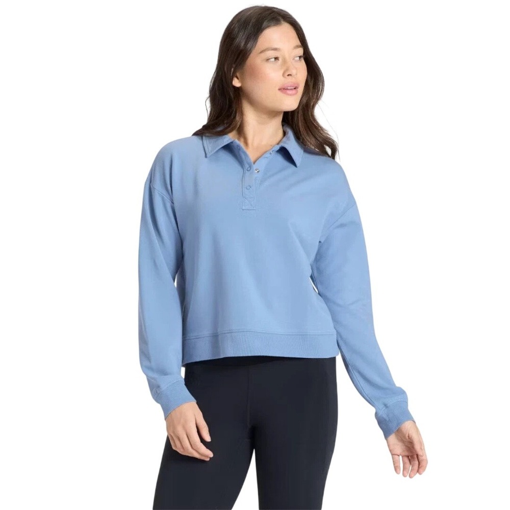 All in Motion Women's Blue Collared Long Sleeve Polo Sweatshirt Size XL‎
